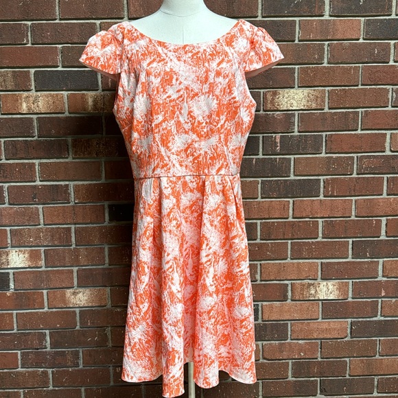 Betsey Johnson Dresses & Skirts - Betsey Johnson Orange and White Jacquard Dress‎ Size 14